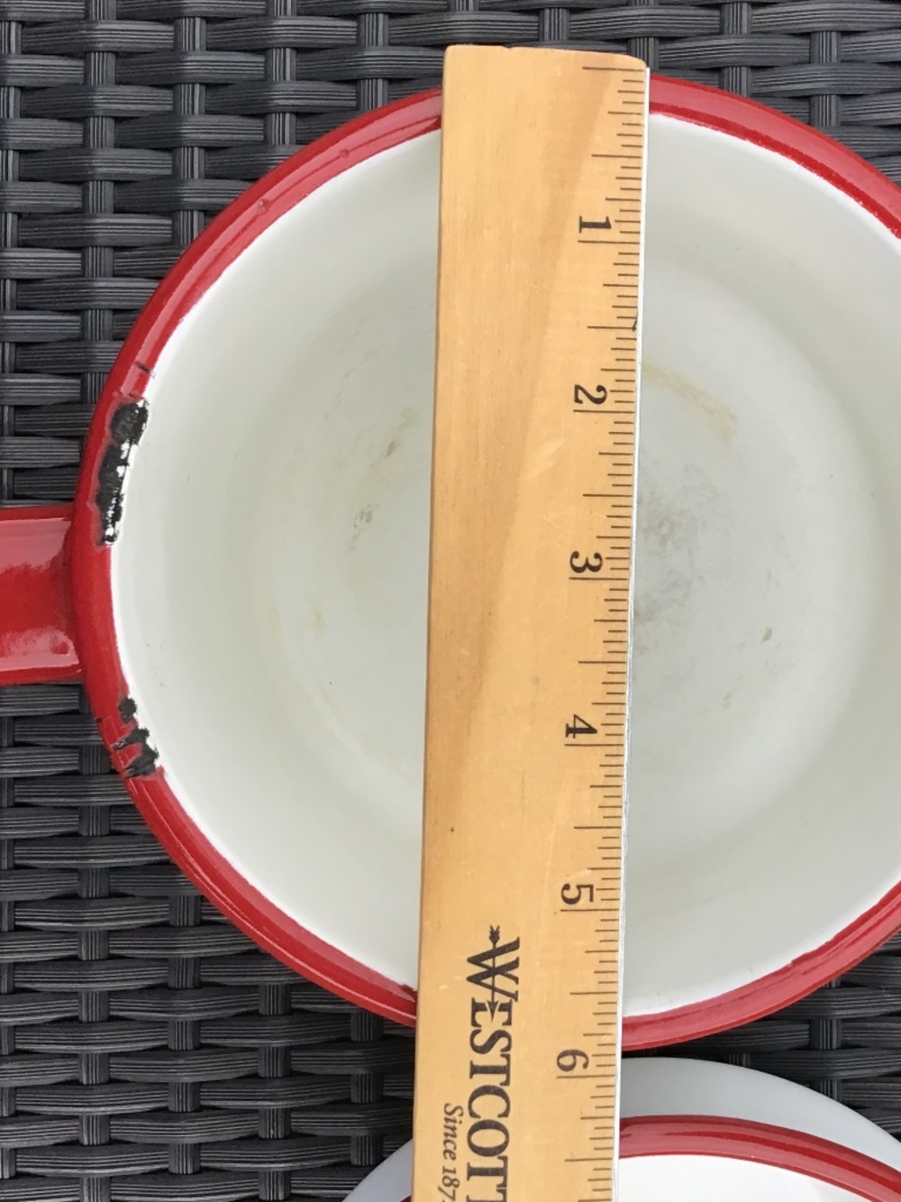 Vintage Enamelware Double Boiler White Red 3 Piece Set Farmhouse - Picture 14 of 15